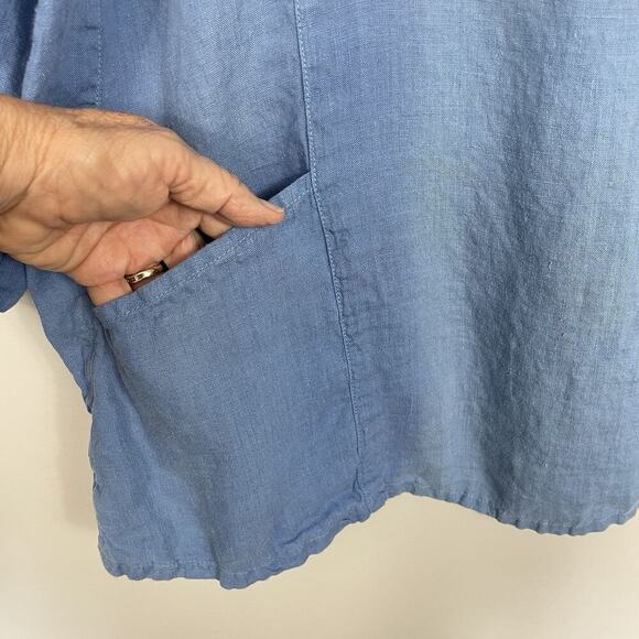 Cutloose 100% Linen Tunic Top Size Large Chambray Blue Boho Beach Lagenlook - Picture 7 of 9